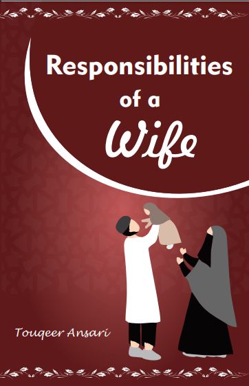 Book cover of 'Responsibilities of a Wife' featuring an illustration of a husband and wife in traditional clothing against a red background.